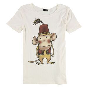 dirty violet Womens Monkey Graphic T-Shirt, Off-White, NWT
